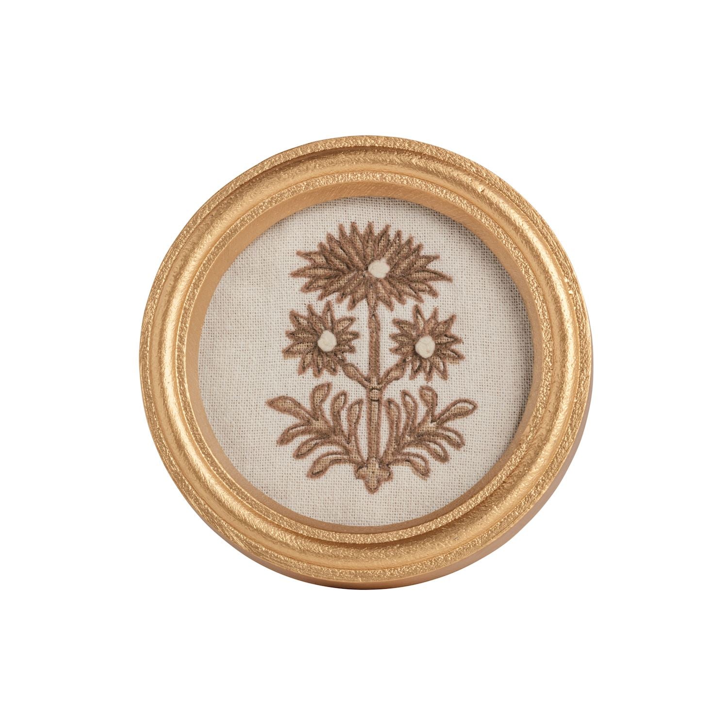 Mud Pie Gold Framed Block Print Flowers
