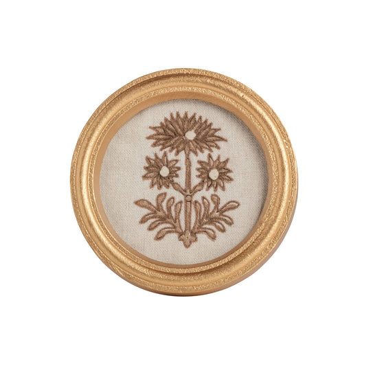 Mud Pie Gold Framed Block Print Flowers