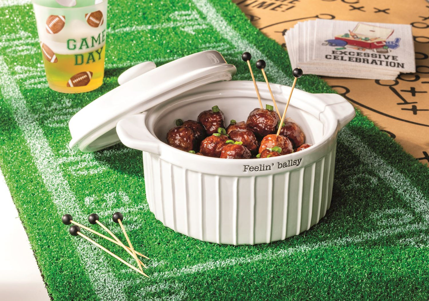 Mud Pie Meatball Dish & Toothpick Set