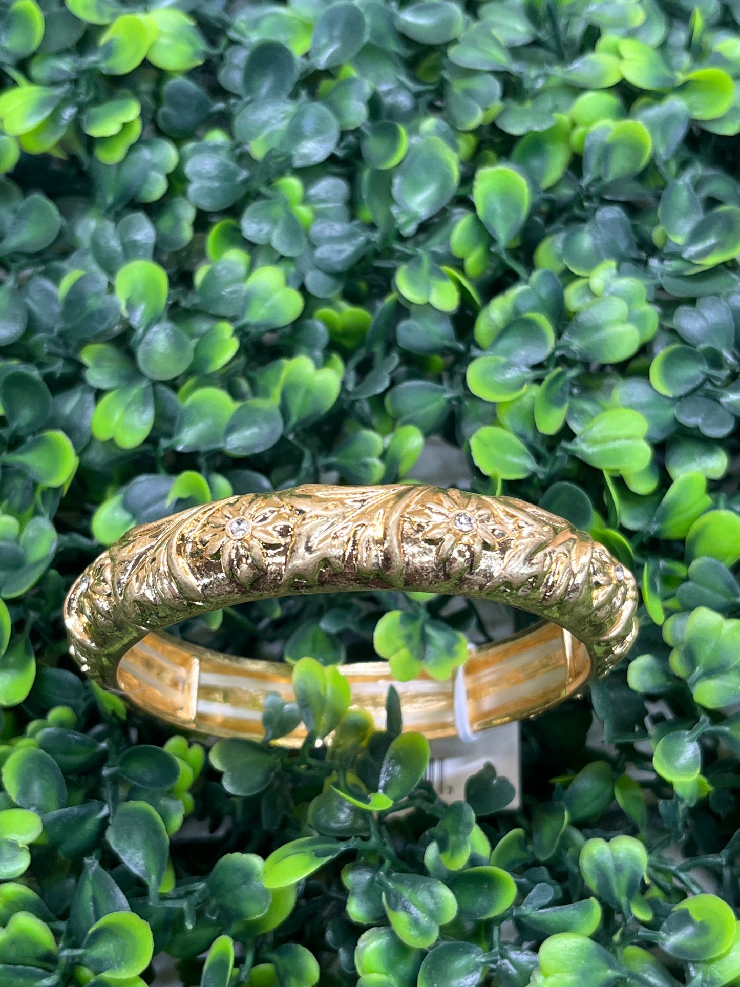 Gold Flower Bangle Bracelet