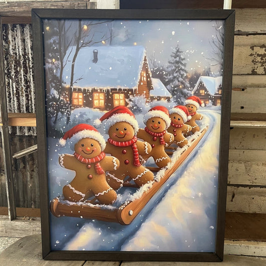 Sledding Gingerbread Cookies Box Frame