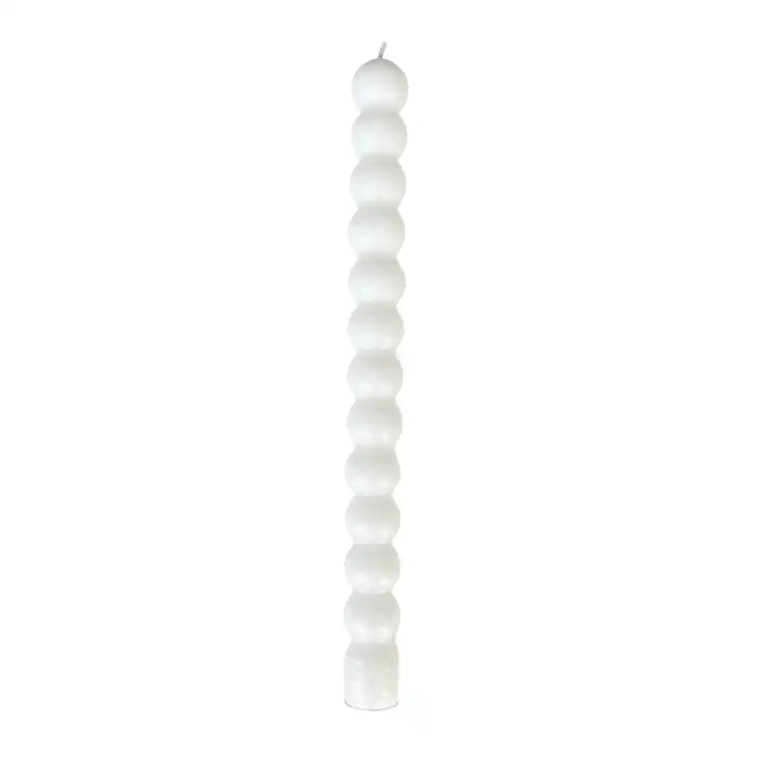 Mud Pie White Bauble Stacked Taper Candle