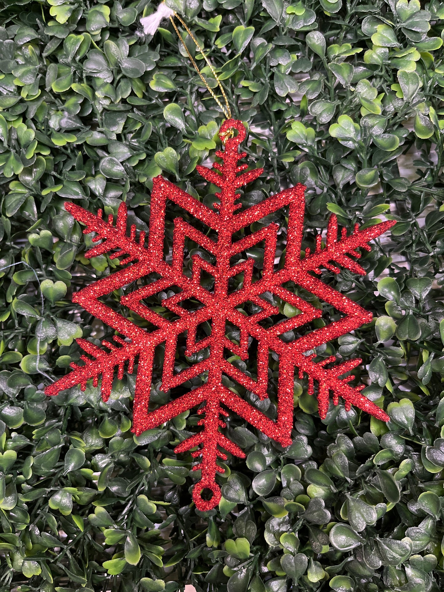 Large Red Glitter Snowflake Ornament