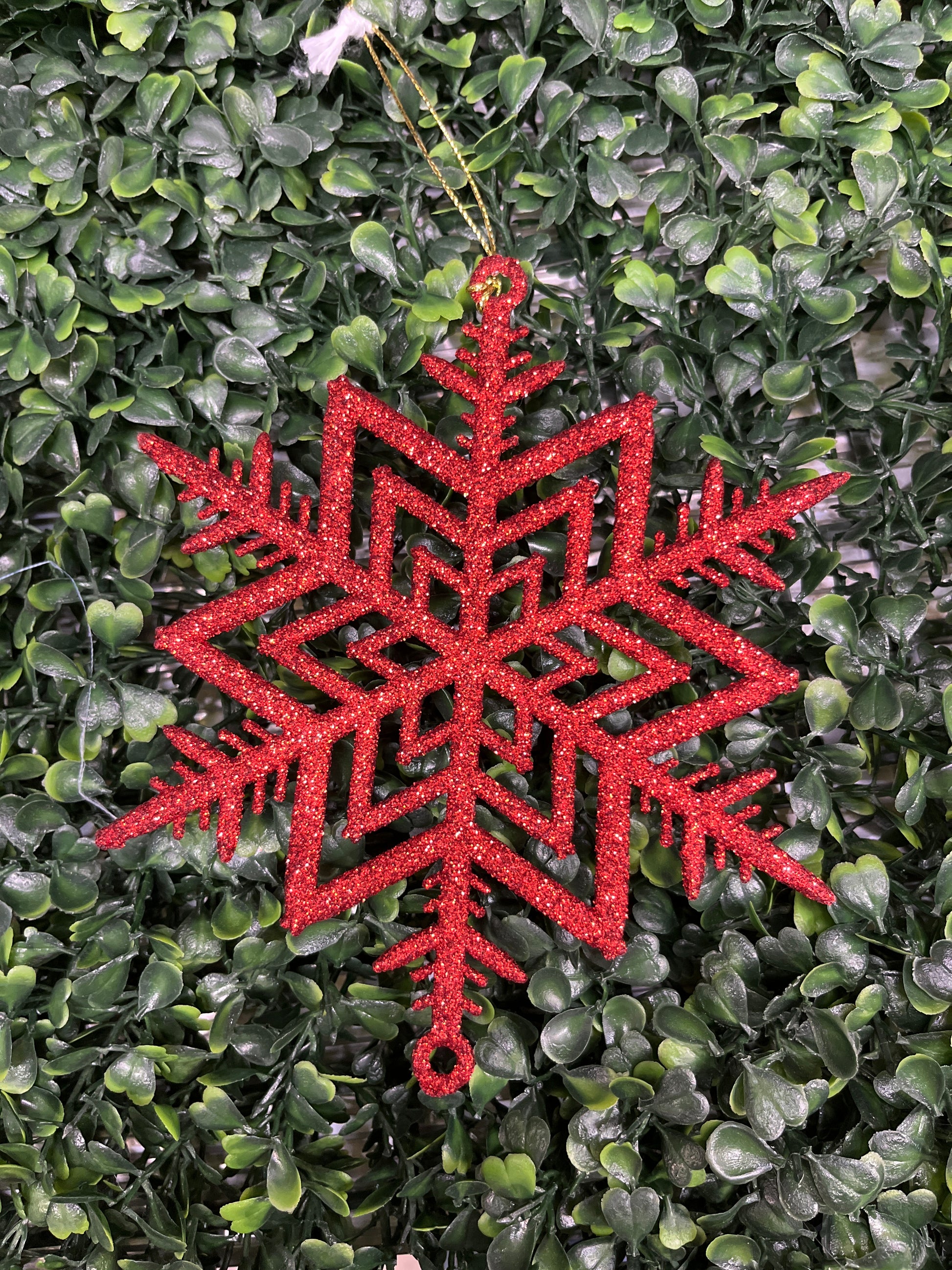 Large Red Glitter Snowflake Ornament