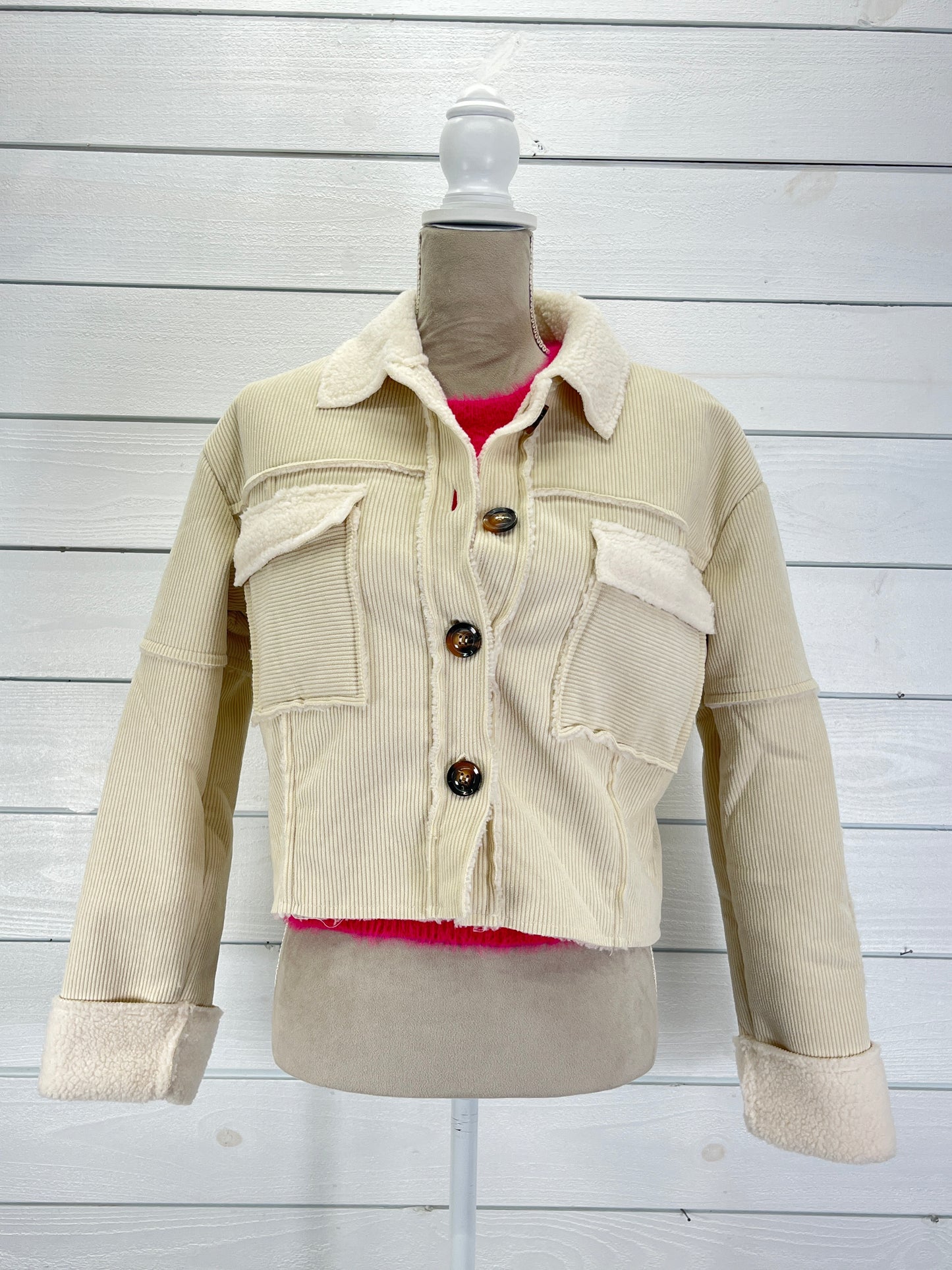 Ivory Sherpa Accent Jacket