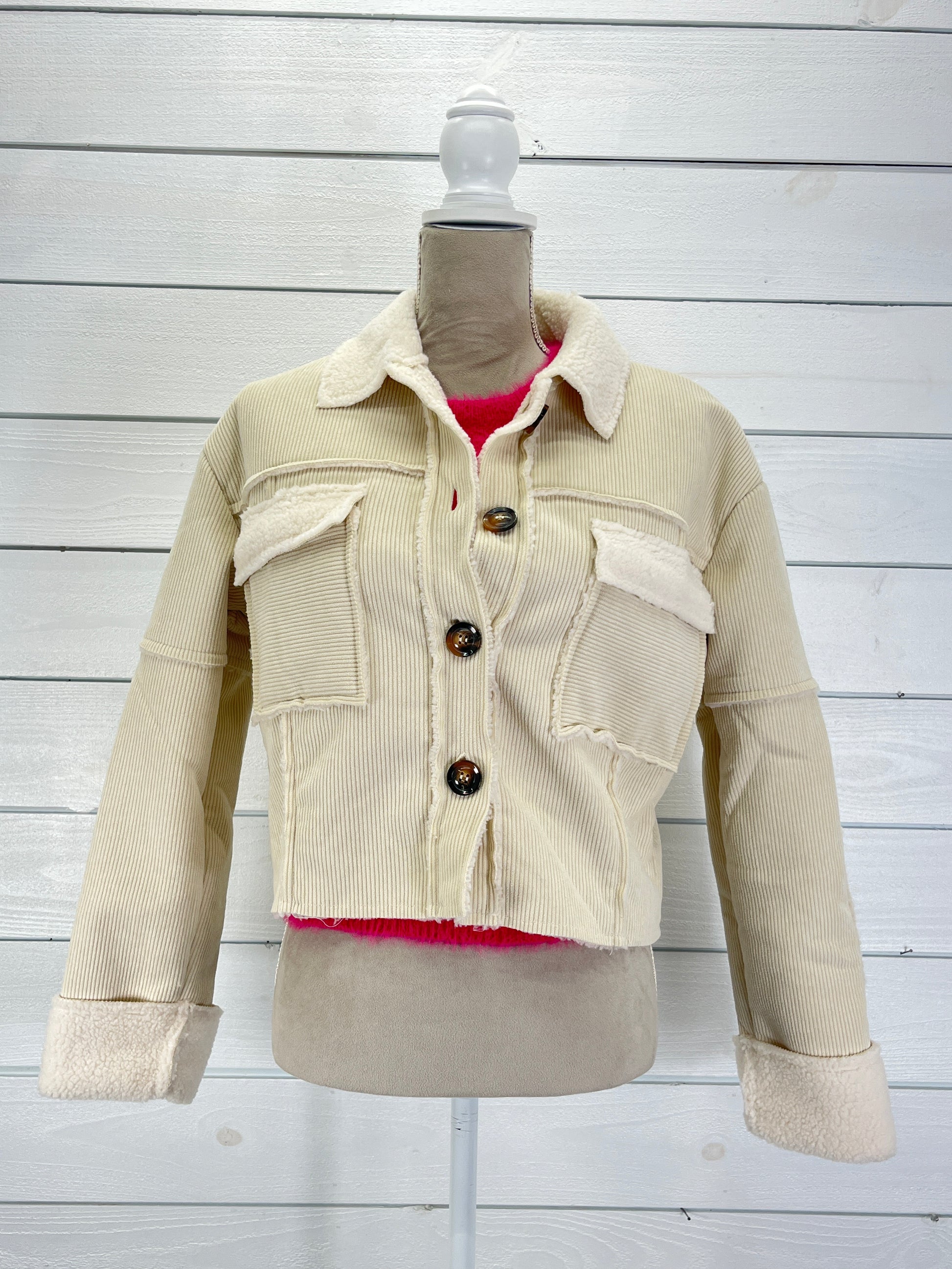 Ivory Sherpa Accent Jacket