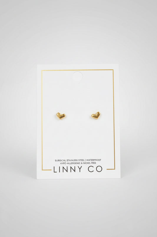 Linny Co Screwback Stud Earrings- Fable Heart Gold