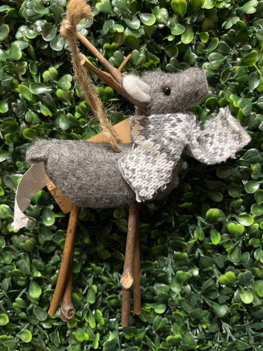 Fabric Reindeer With Scarf Ornament