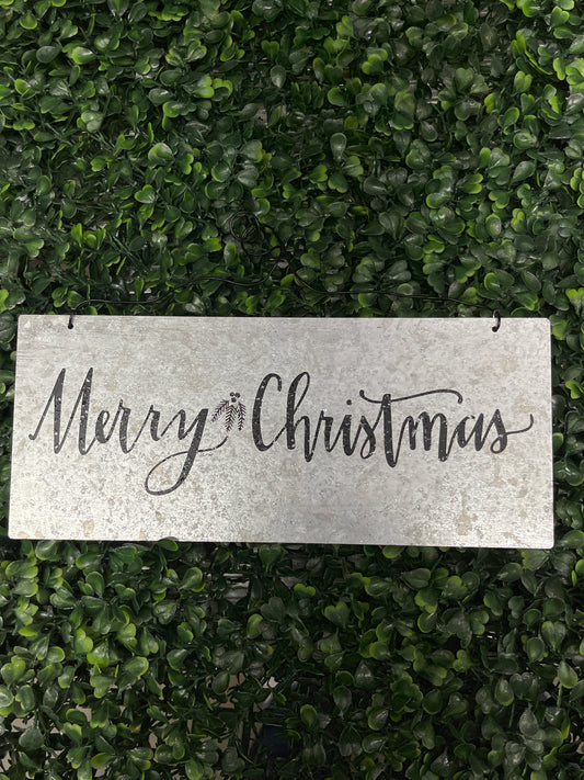 Small Galvanized Hanging Merry Christmas Sign