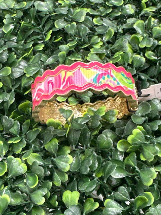 Canvas Style Annalise Pink Tropical Statement Hinge Bangle