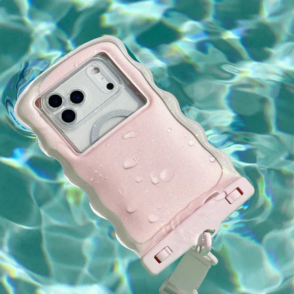 Case Mate Large Wavy Waterproof Floating Phone Pouch- Ballet Pink Twinkle