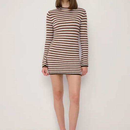 All Row The Cathy Dress Stripe Long Sleeve Knit Mini Dress