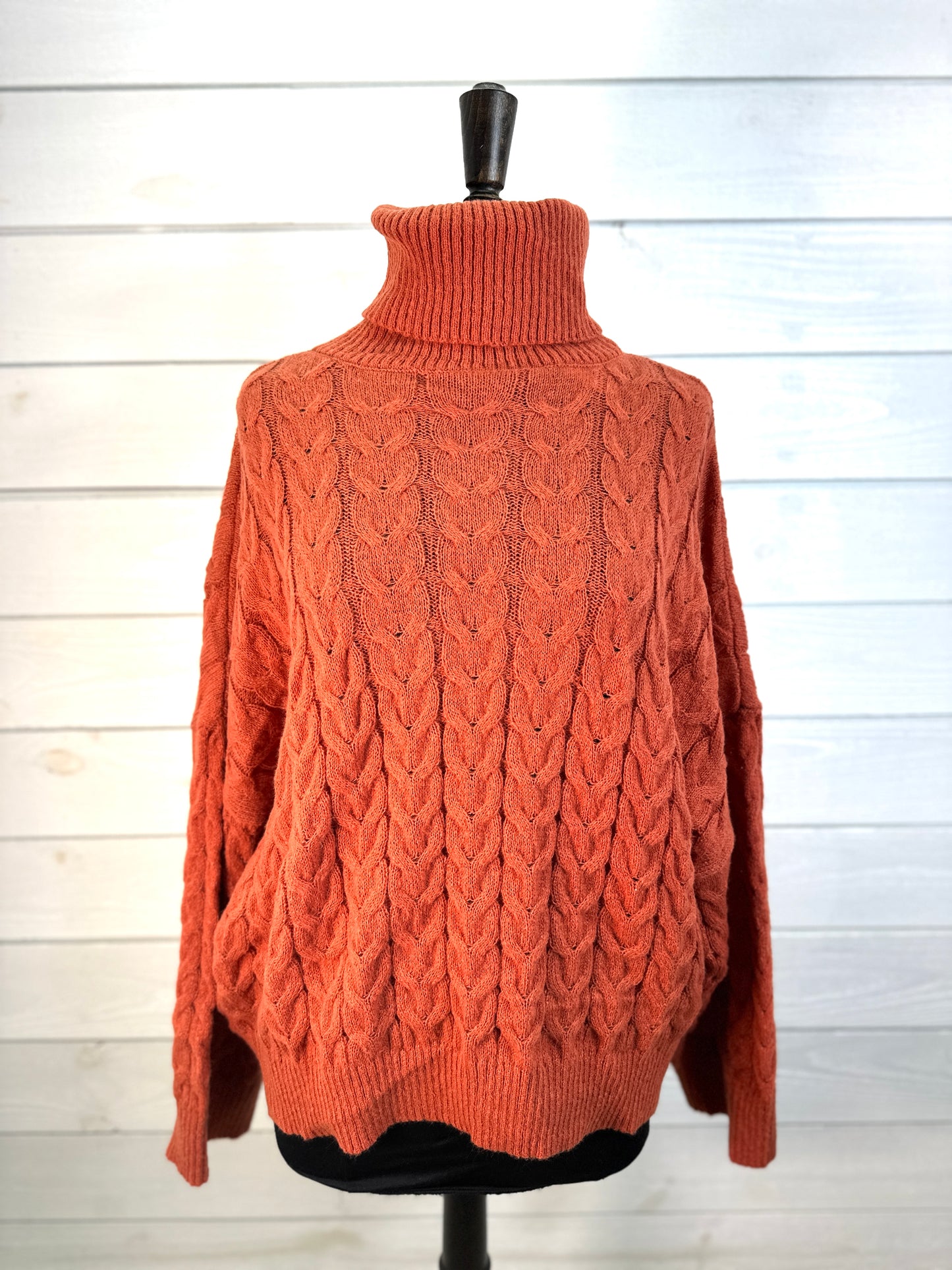 Mud Pie Radley Cable Knit Sweater - Rust