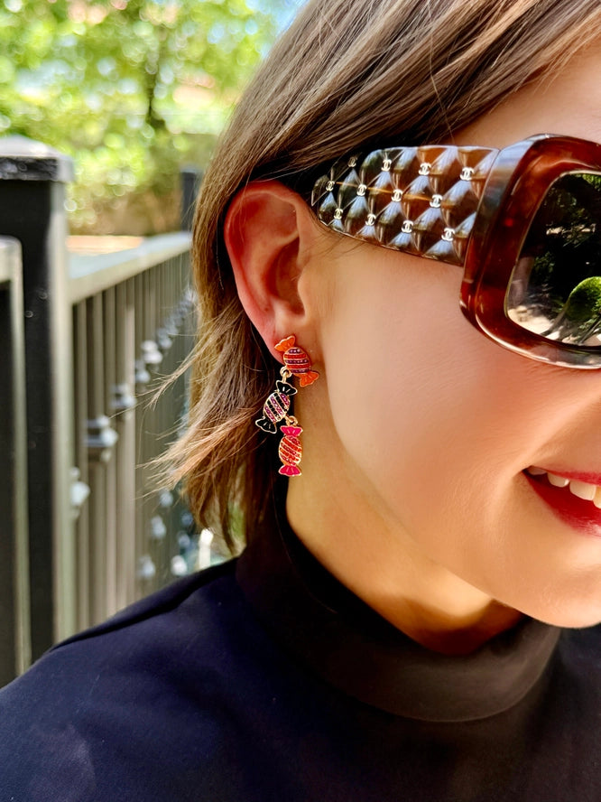 Canvas Rhinestone Linked Candies Earrings