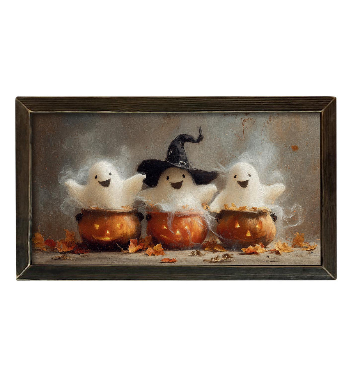 Happy Ghost Three Brown Stain Frame- 16x30