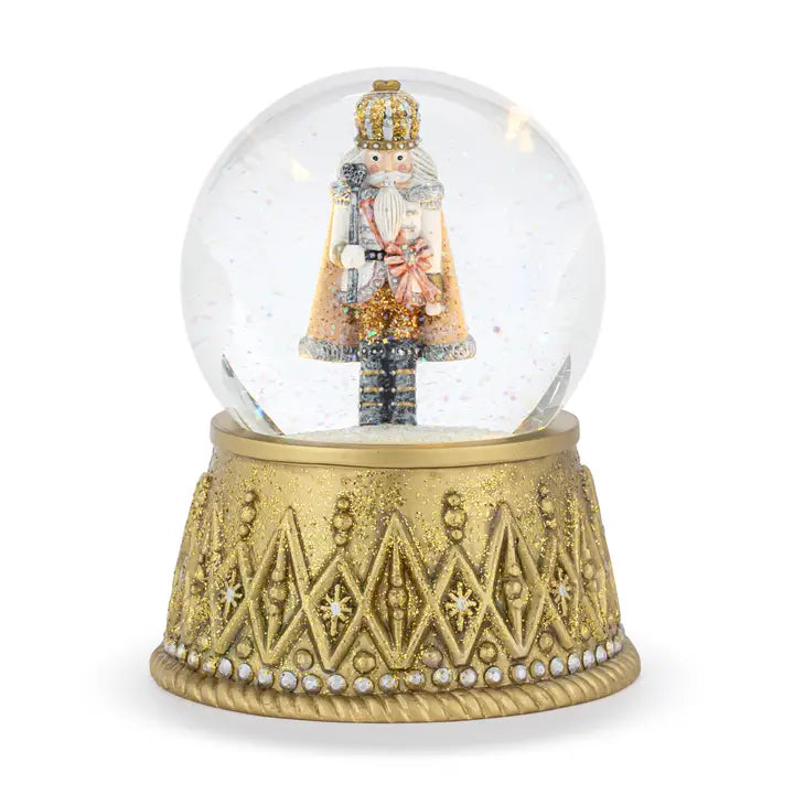 Nutcracker Lit Silver and Gold Snow Globe