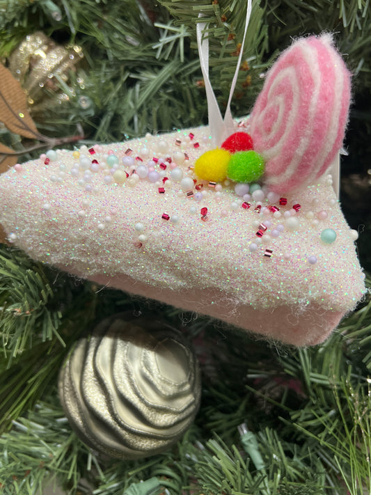 Pink Candied Pie Slice Ornament