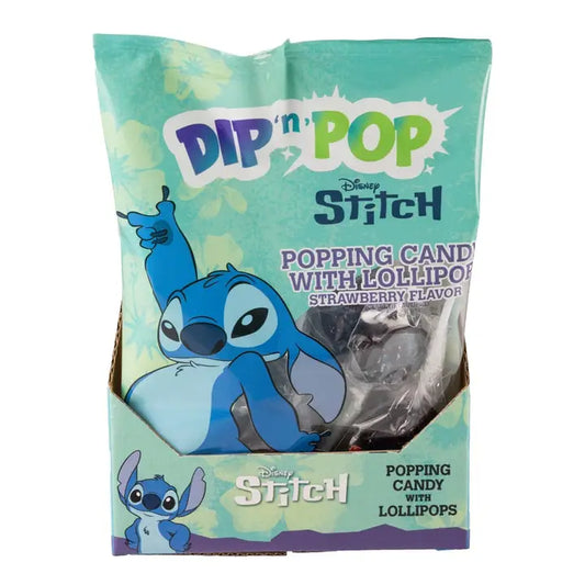 Disney Stitch Dip 'n' Pop Popping Candy with Lollipop – Strawberry Flavor