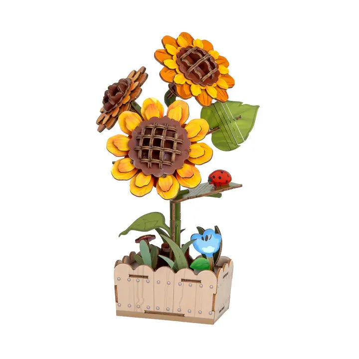 Diy Wooden Puzzle Kit -Flower Bloom Set