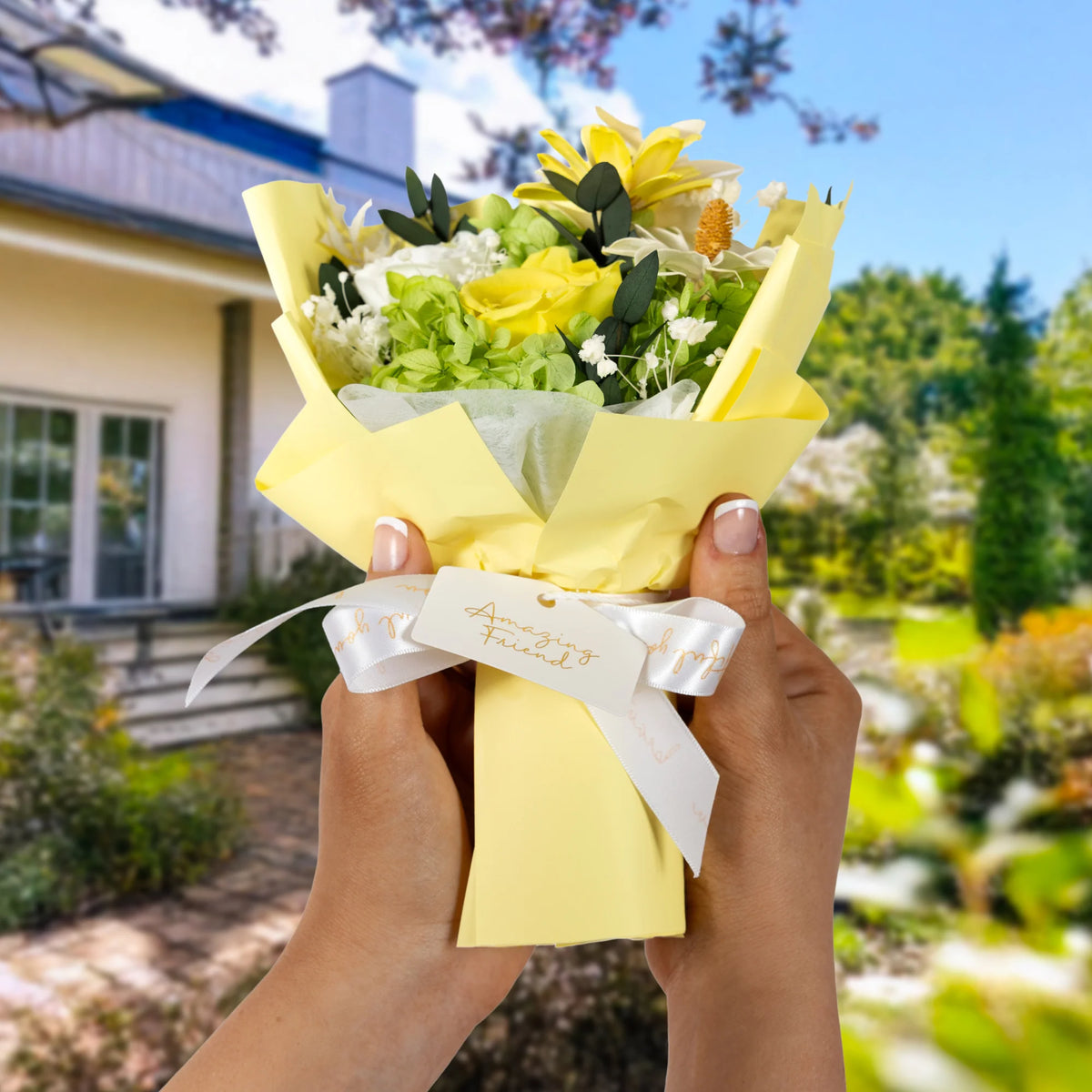 Amazing Friend Yellow Preserved Floral Bouquet