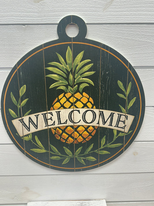Welcome Pineapple Round Adoornament
