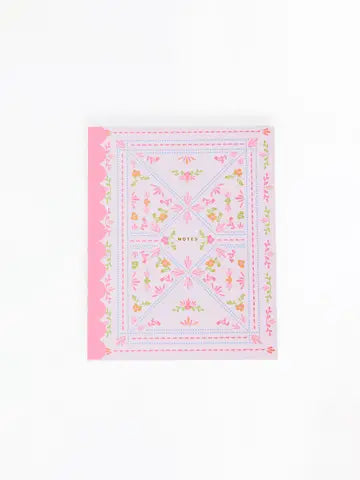 Mary Square Scallop Notebook-  Floral Stitch