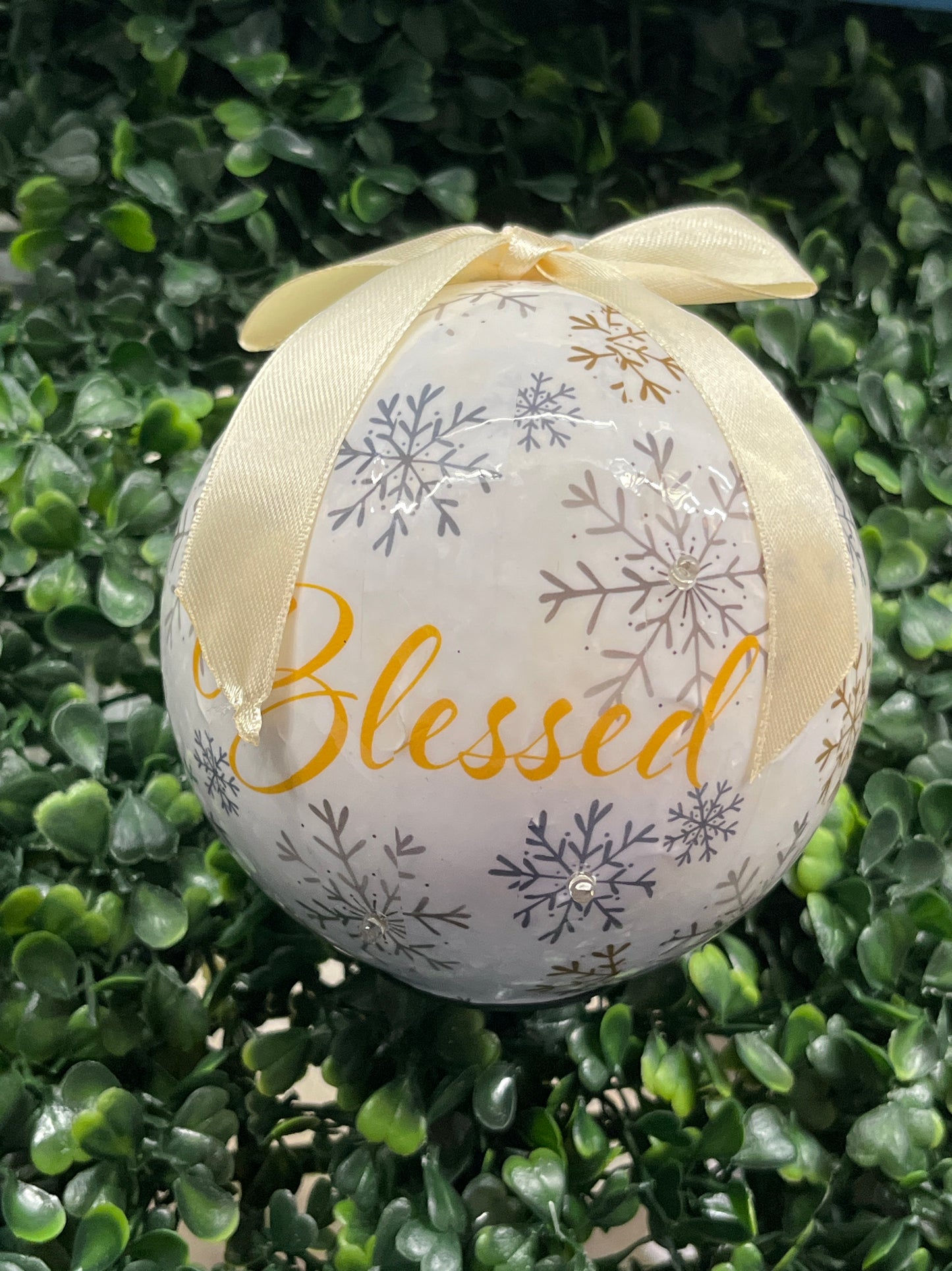 Large Blinking Ball With Snowflakes Ornament