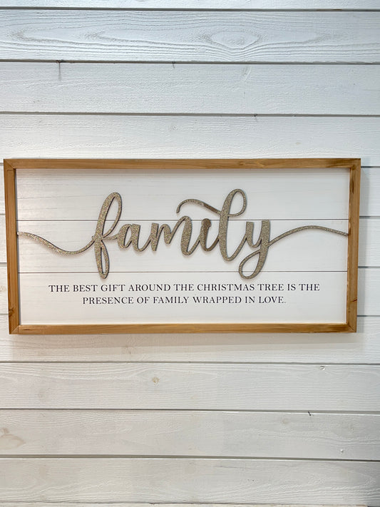 Family 3D Lifted White Sign