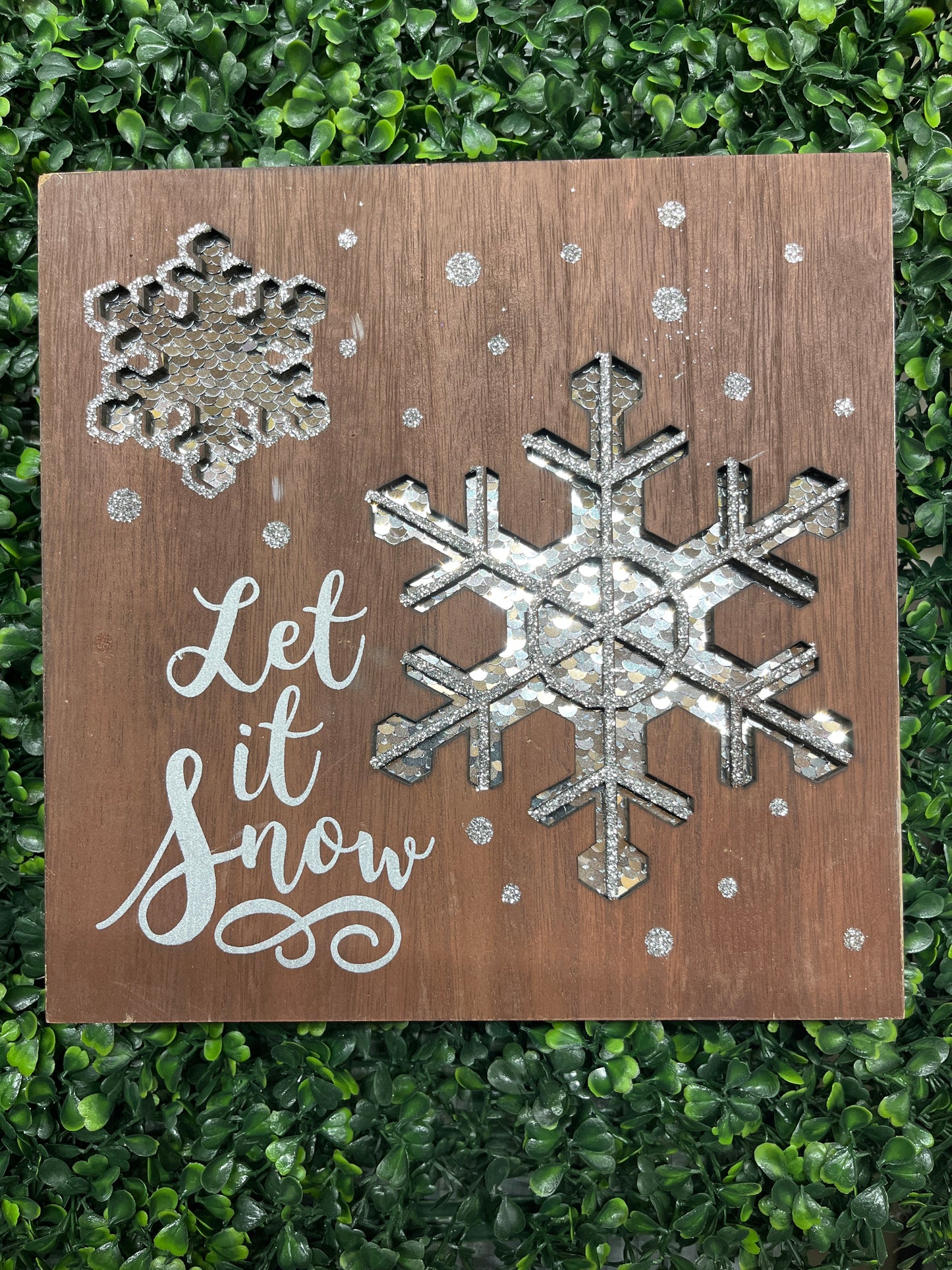 Let It Snow Plaque With Sequins And Glitter