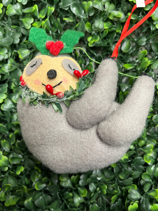 Felt Stuffed Sloth Ornament