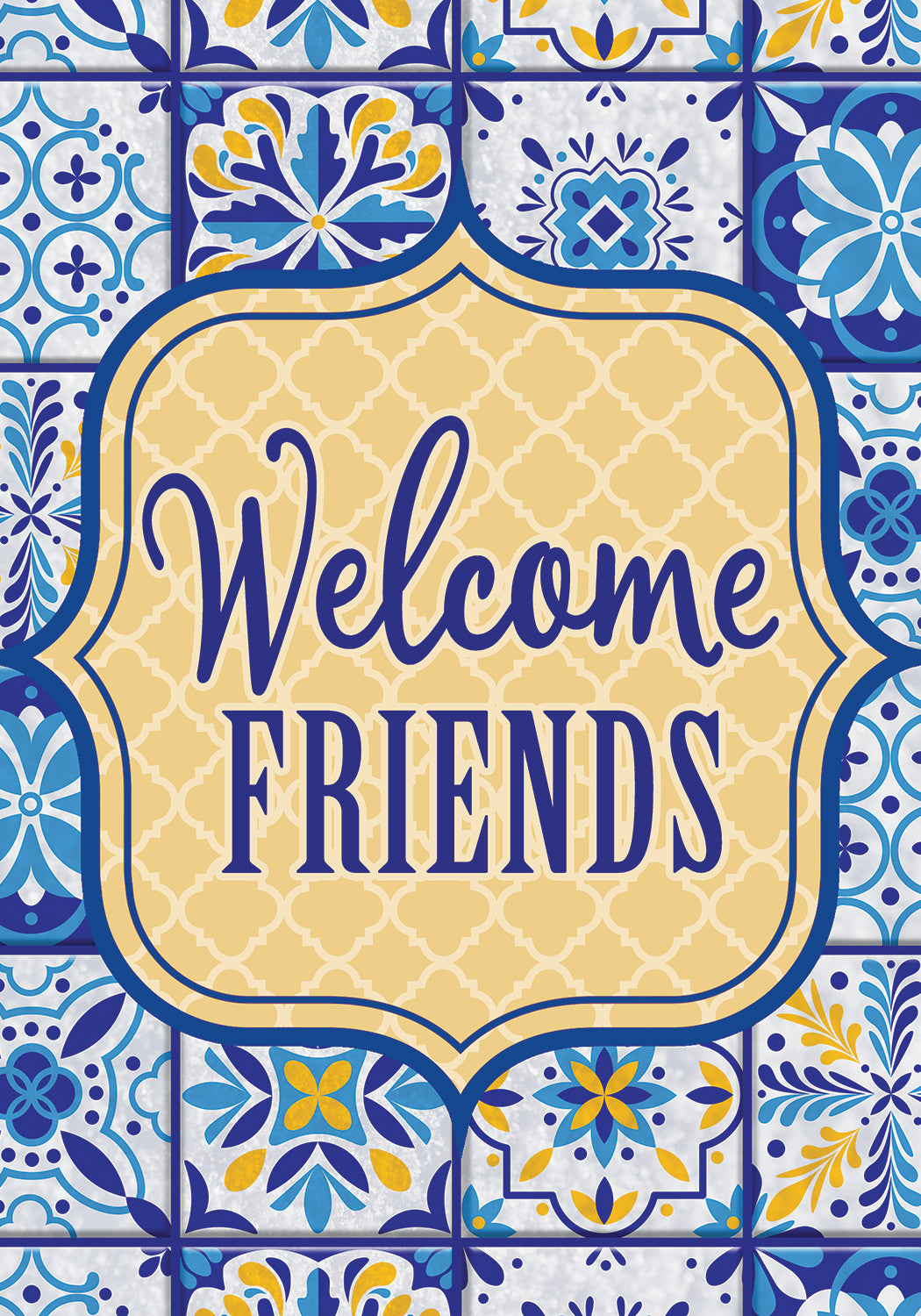 Blue and Yellow Tile Garden Flag