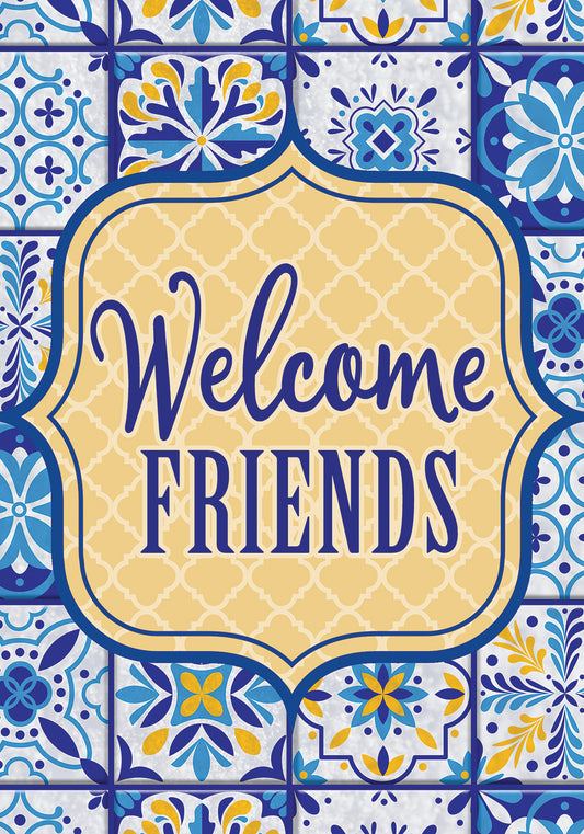 Blue and Yellow Tile Garden Flag