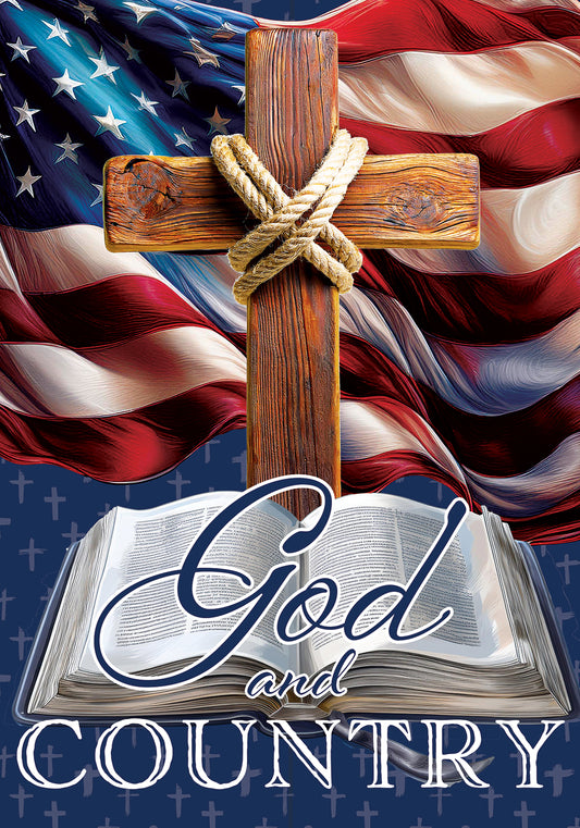 🔍 God and Country-Garden Flag