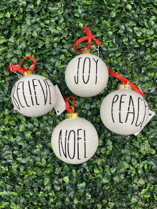 Black/White Ceramic Word Ball Red Ribbon