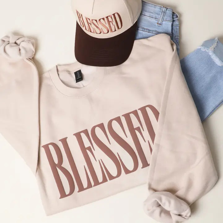 Sand Blessed Puff Print Sweatshirt