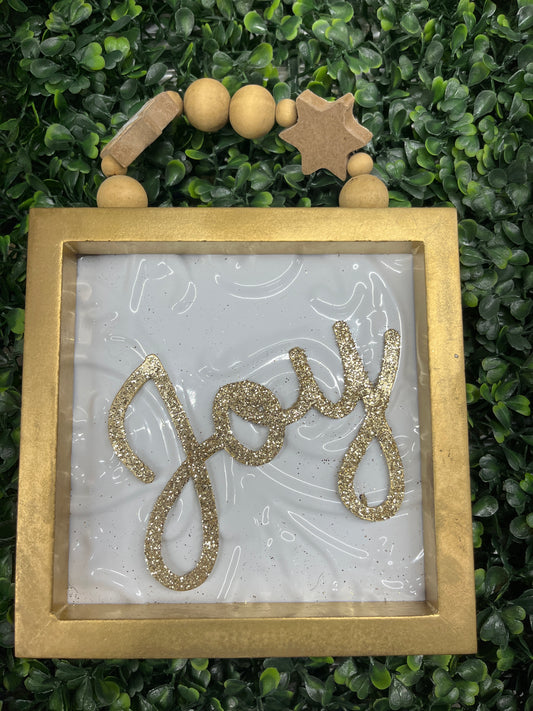 Framed Metal Sign Wood Bead Hanger
