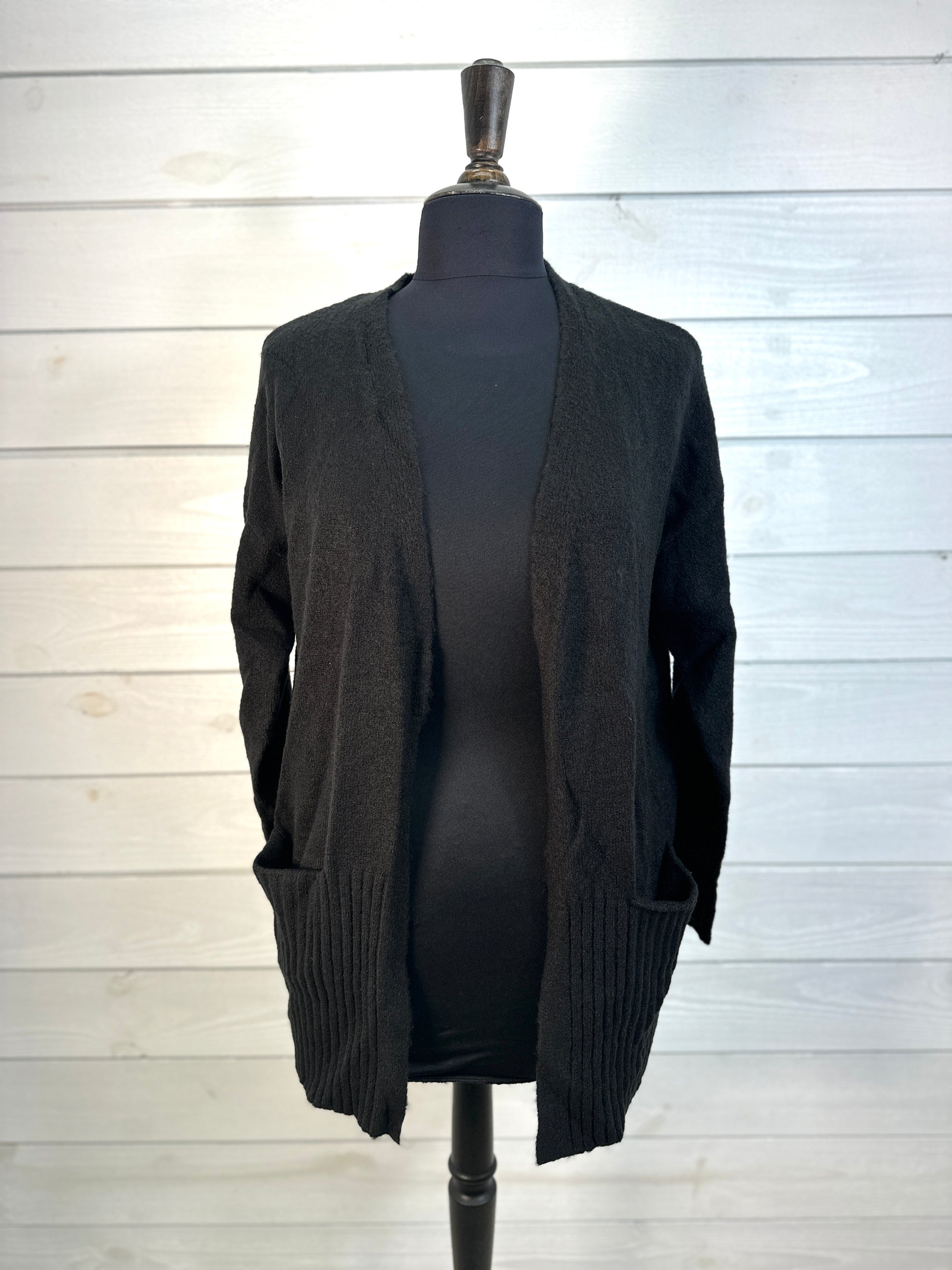 Accent Open Black Sweater Cardigan