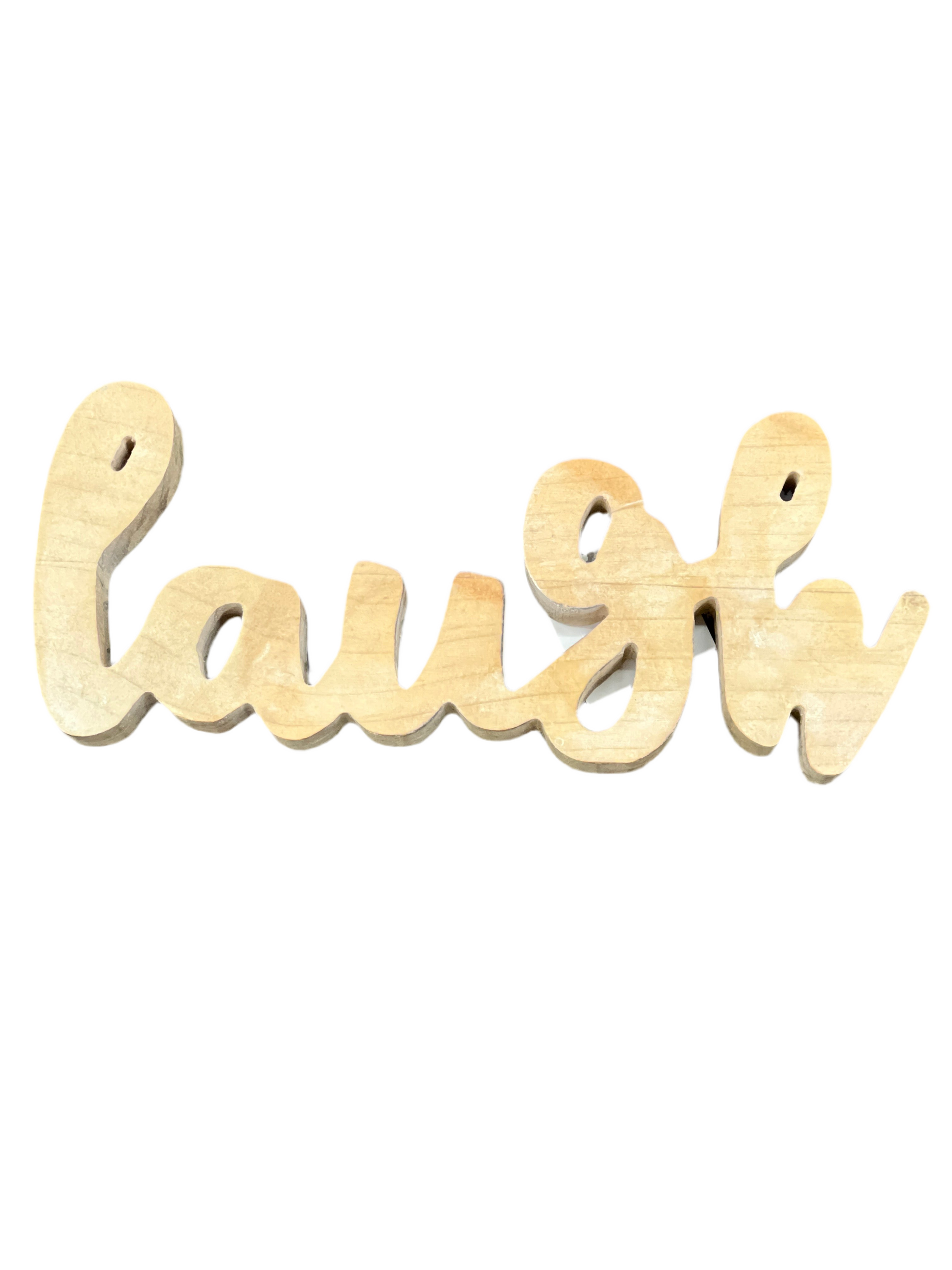 Raw Wood Carved Tabletop Word