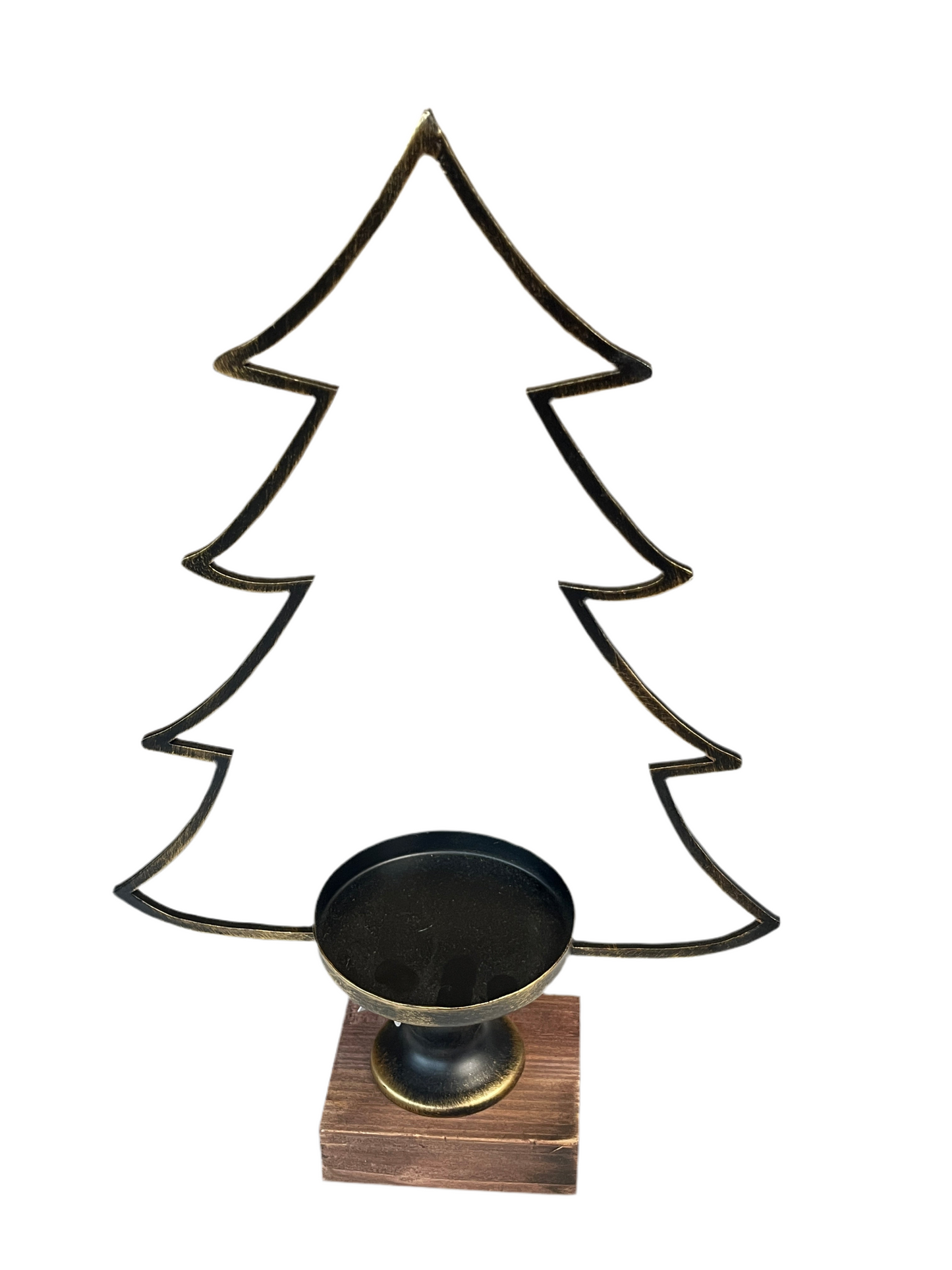 Metal & Wood Tree Candle Holder Decor