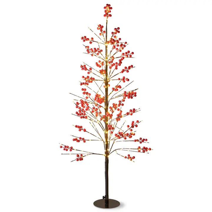 Red Berry Led Tree Holiday Decor 4 ft