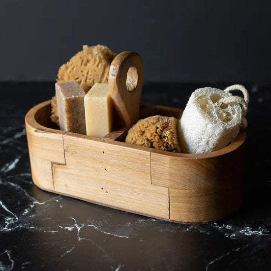 Yuma Slotted Oval Caddy Natural Wood