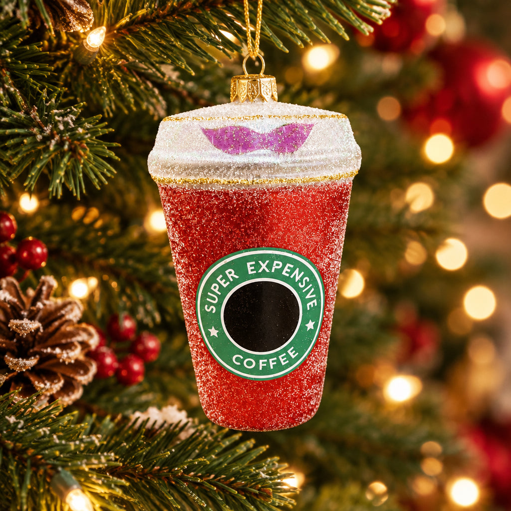 Red Coffee Glass Ornament