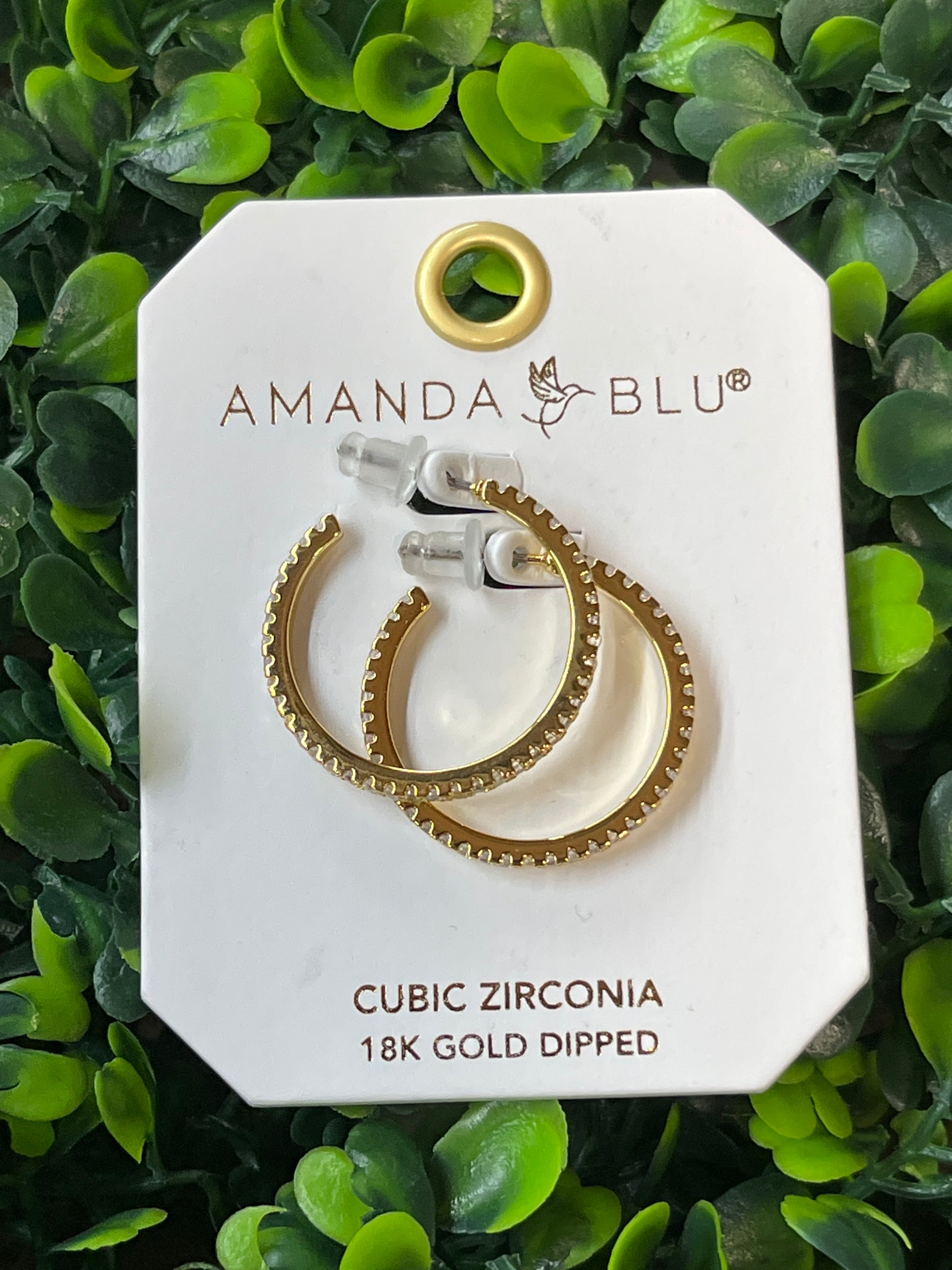 Gold Micro Cubic Zirconia Hoop Earrings