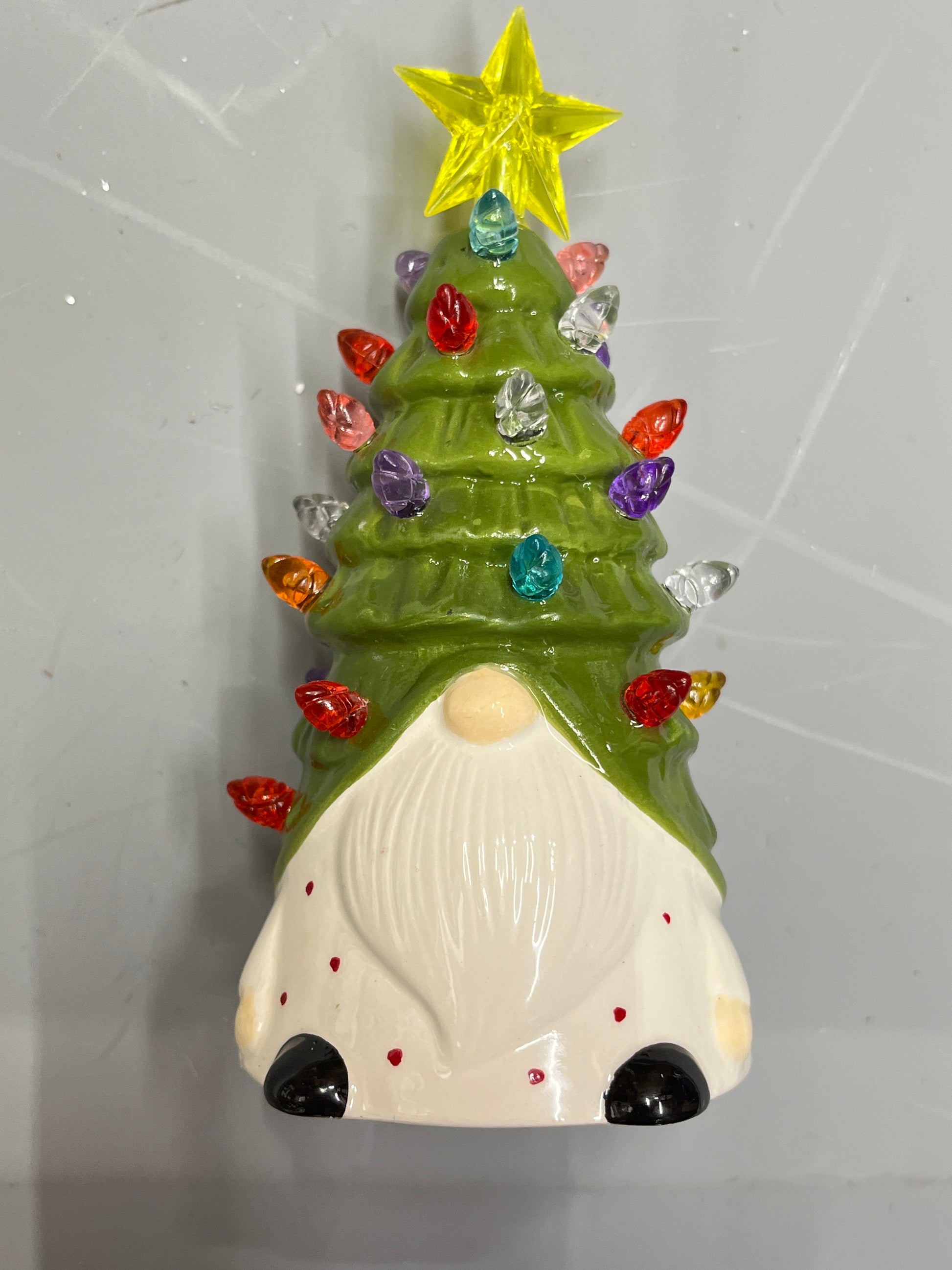 Ceramic Santa With Christmas Tree Hat With Light- Small