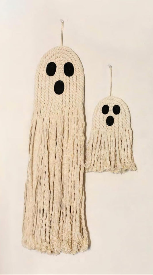 Handcrafted Halloween Ghost Macrame Wall Hanging Decor