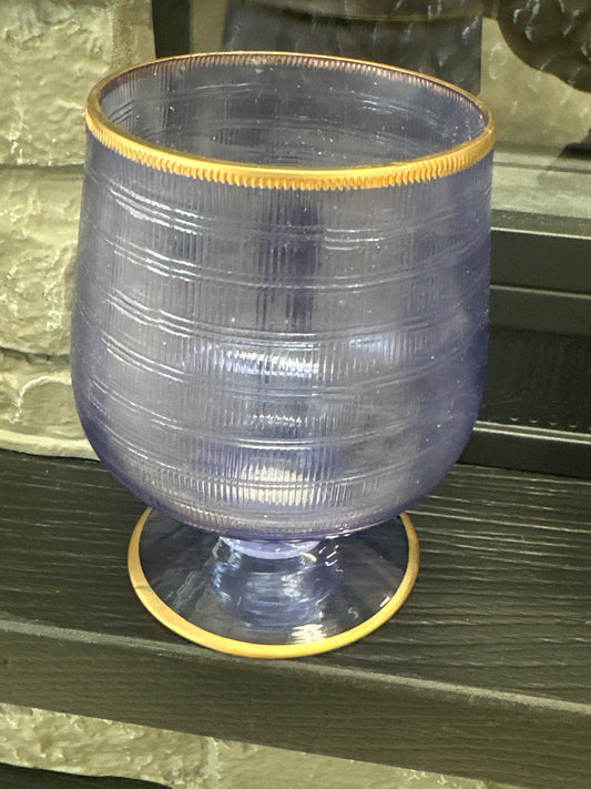 Blue Glass Vase with Gold Rim