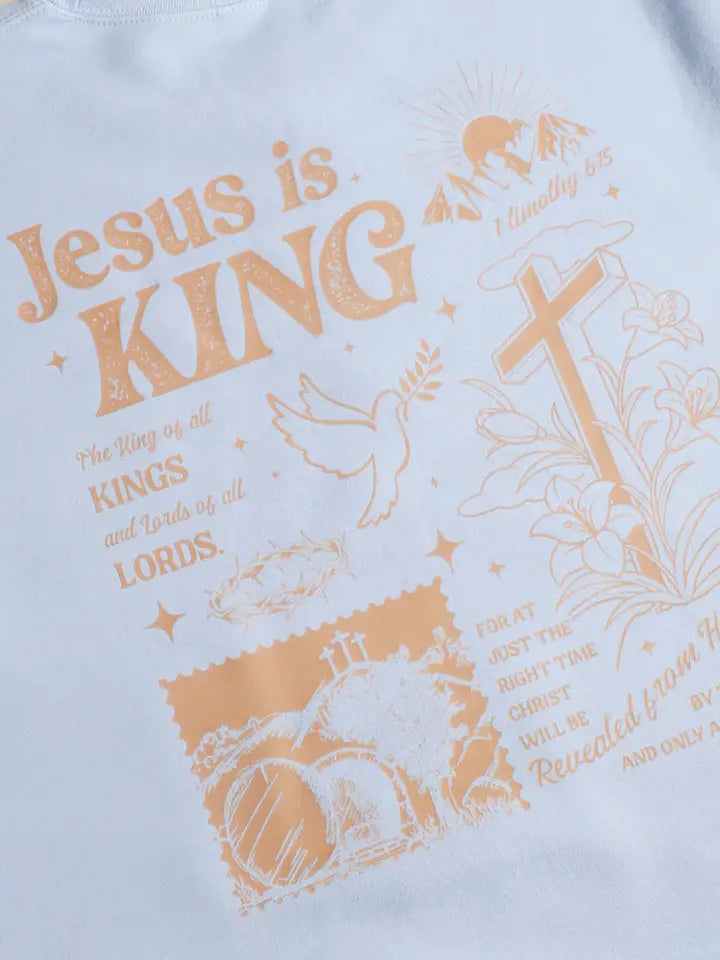 Blue Jesus Is King Distressed Sweatshirt