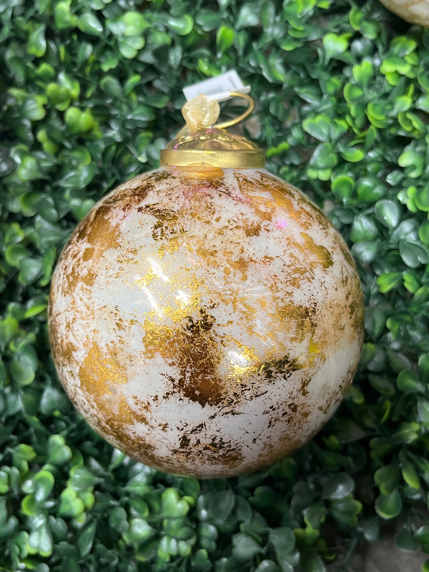 Round White & Gold Ornament