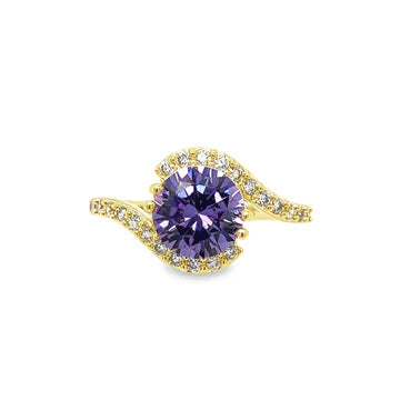 R.S. Covenant Gold Tone Lavender Cubic Zirconia Ring Style 3536