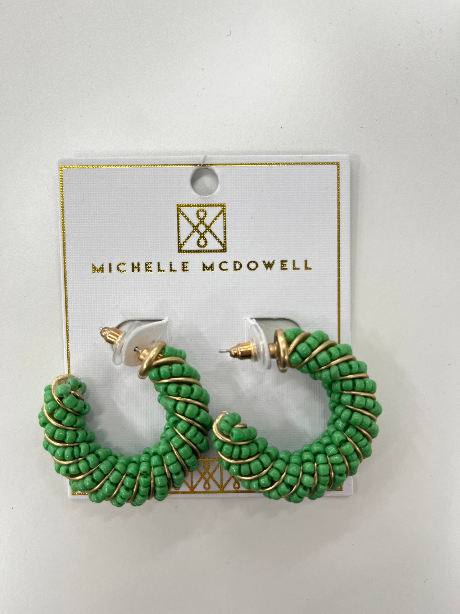 GREEN EVA BEADED EARRINGS
